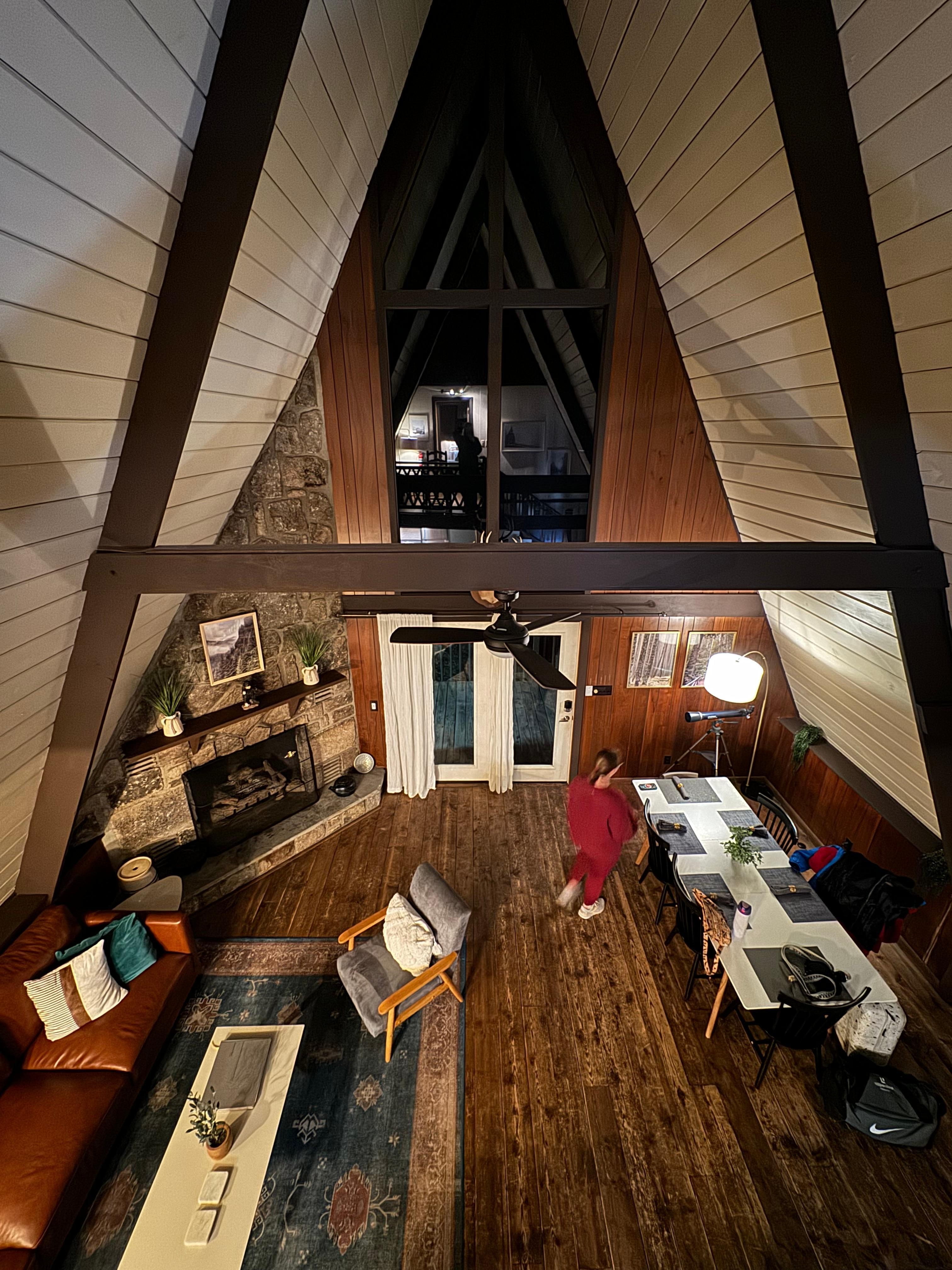 View of the living area from the loft