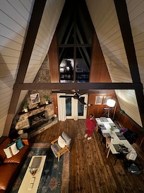 View of the living area from the loft