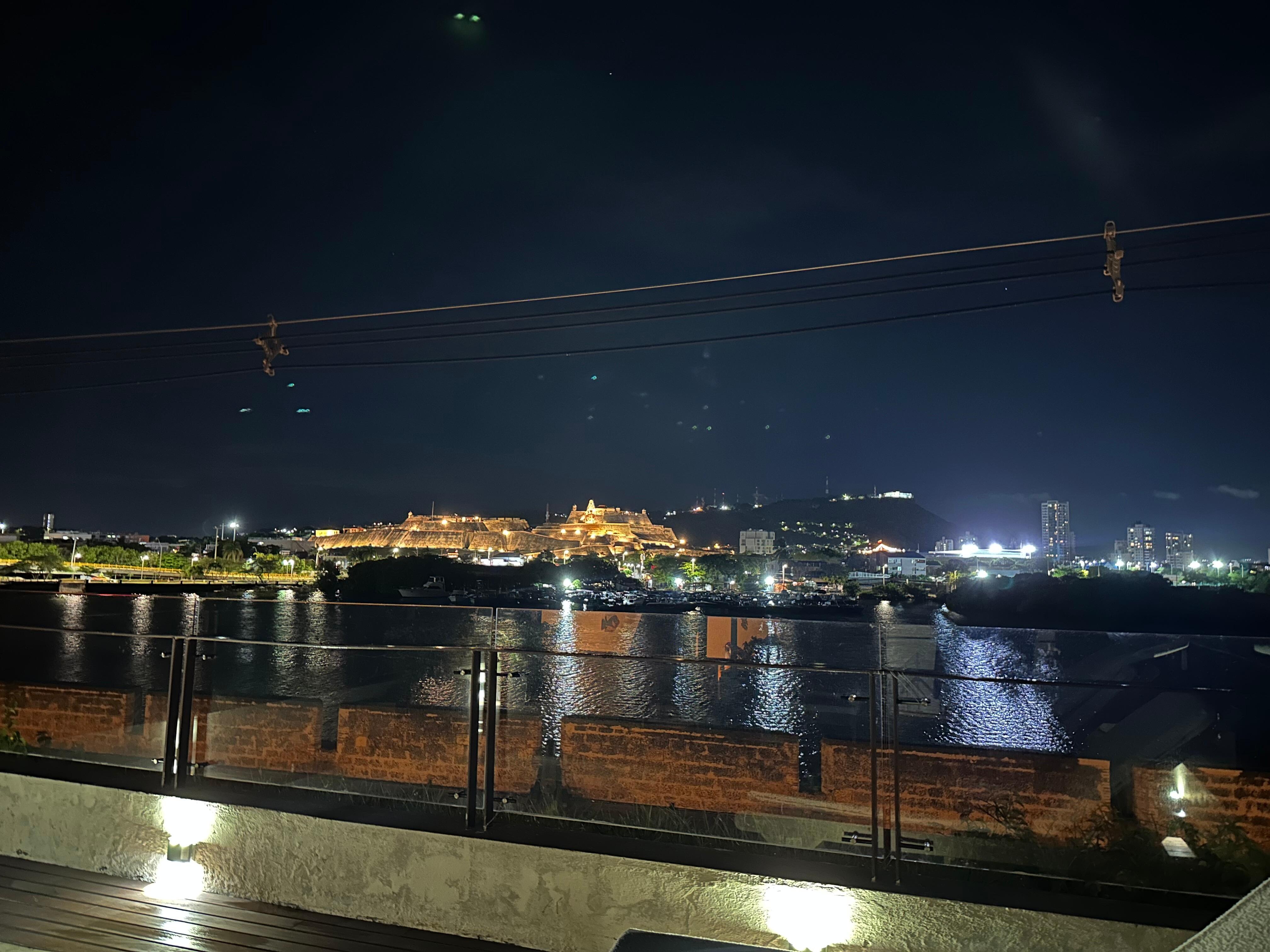 View from the top deck at night. 