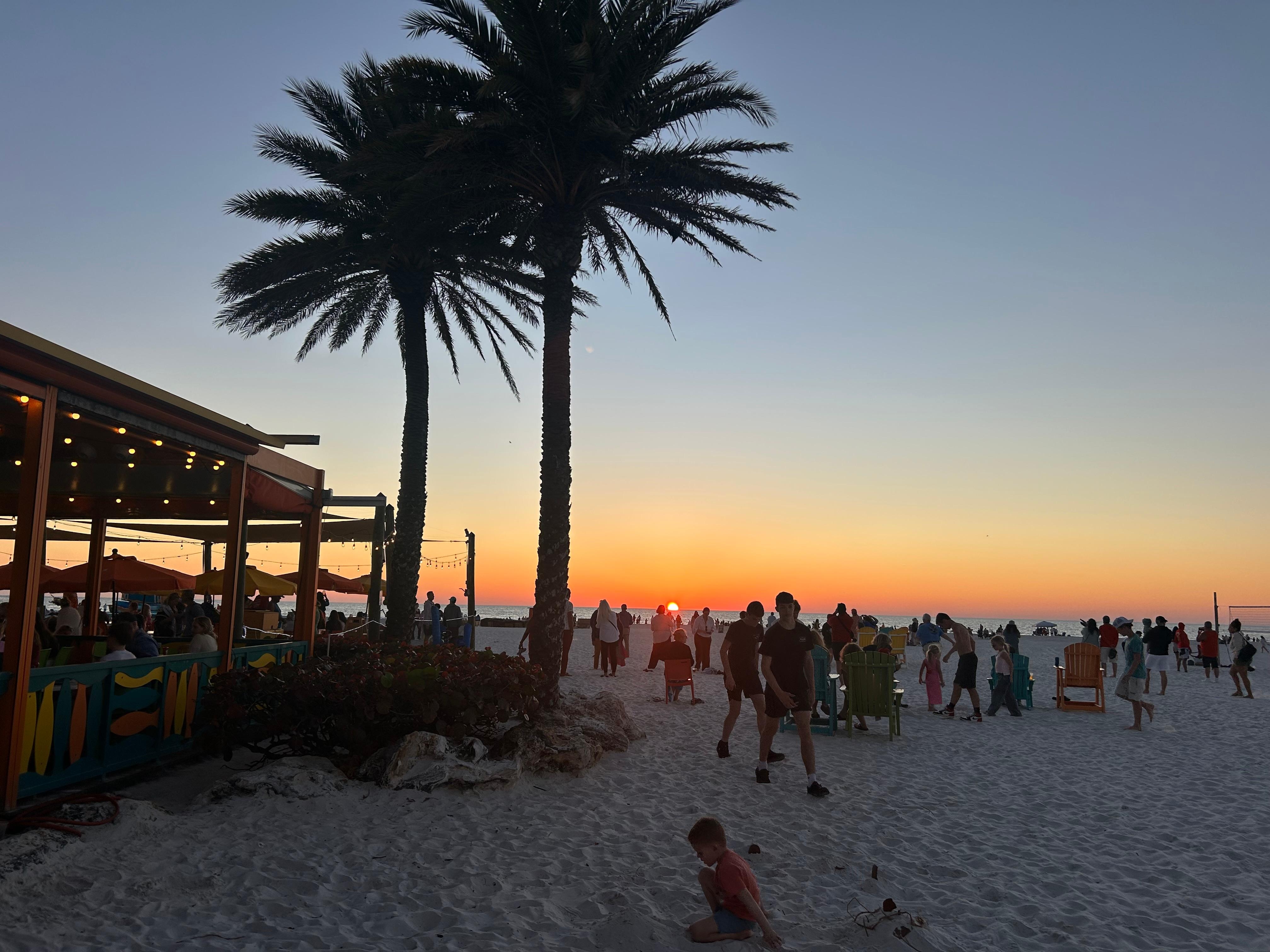 The beautiful sunset view  from Frenchys restaurant , a 10 minute walk. 