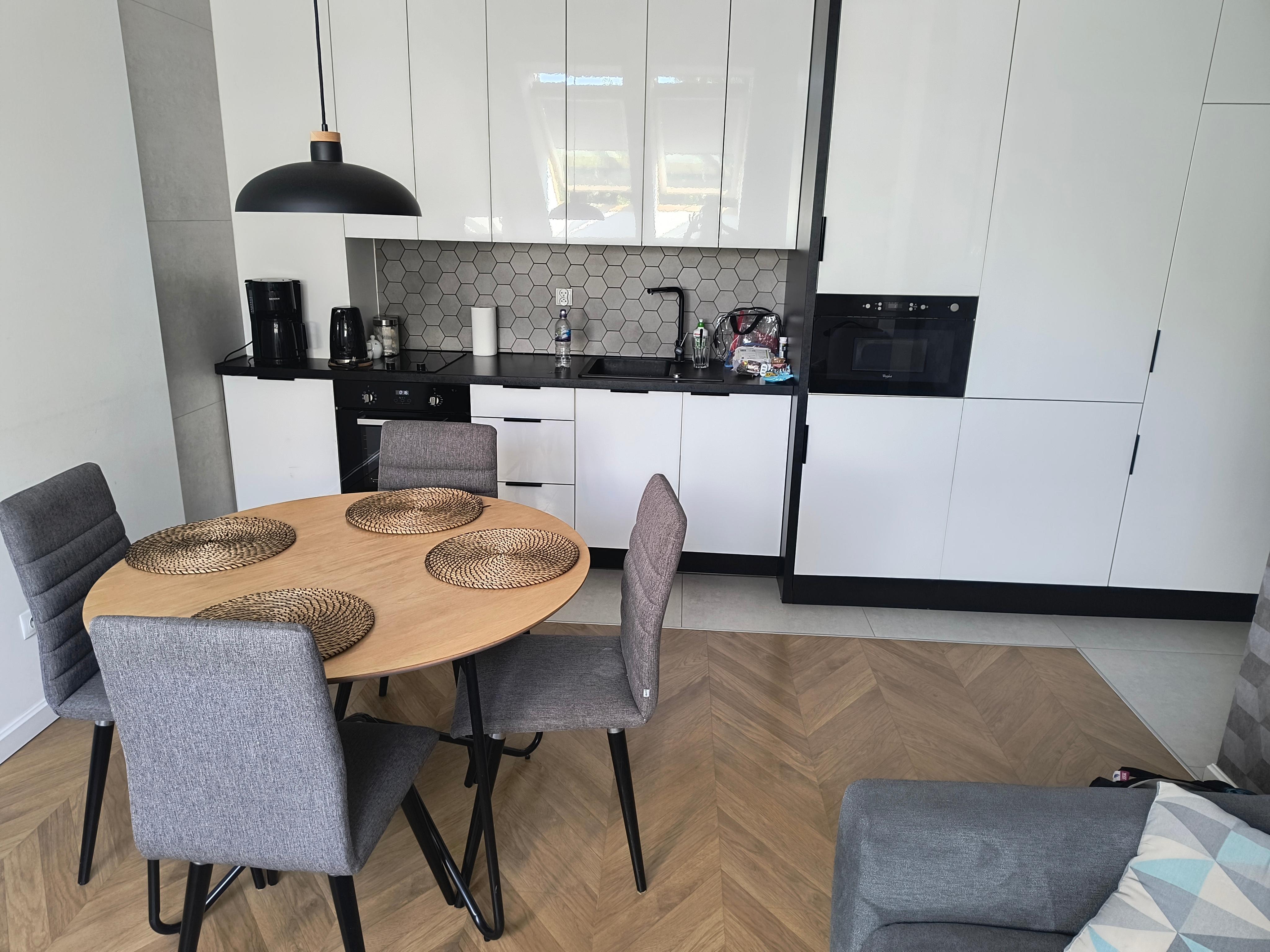 Kitchen area well stocked with all things you would need inc. 2 coffee machines, fridge, oven, microwave, utensils etc