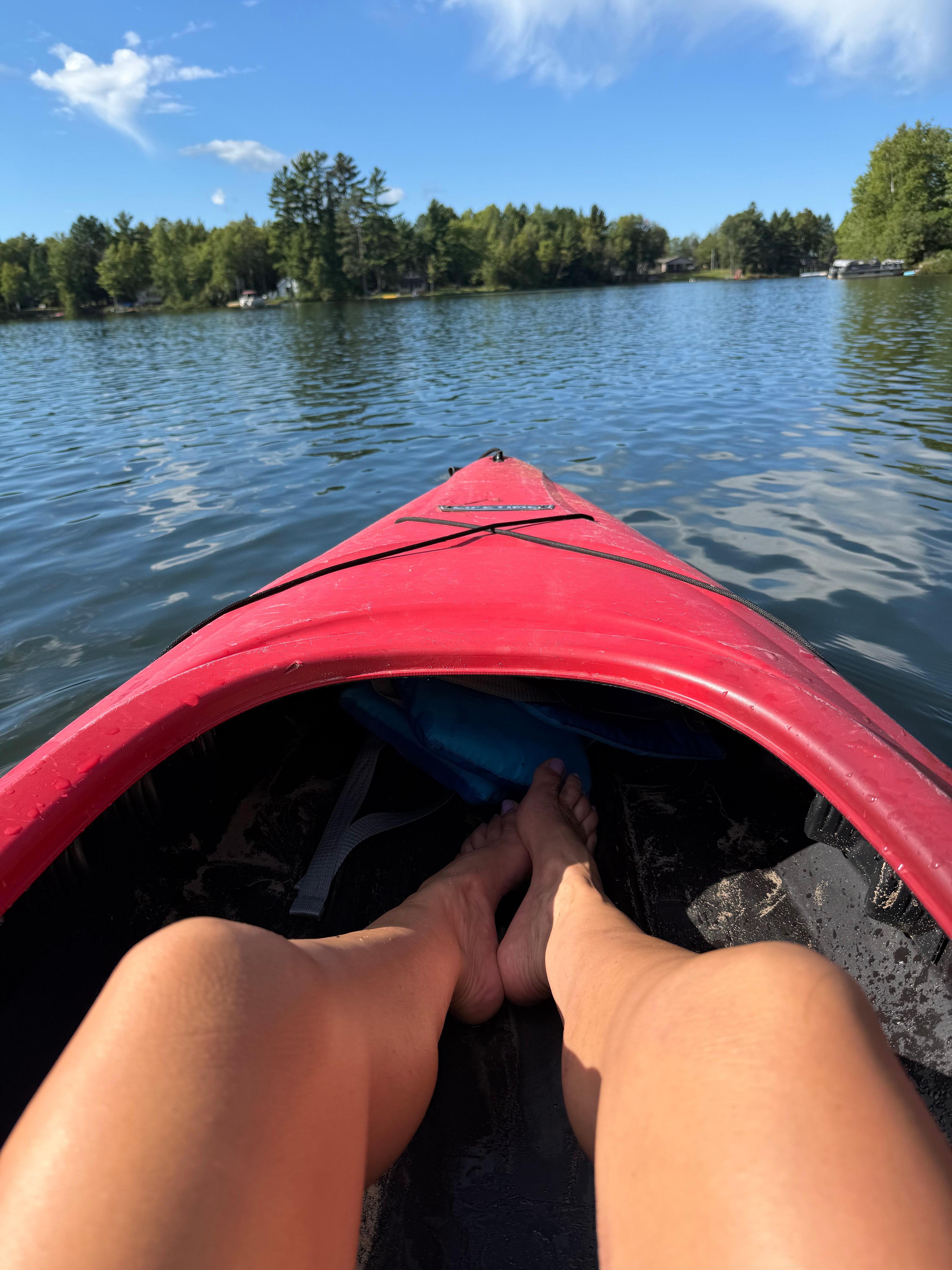 Taking one of the kayaks out on Farmer Lake