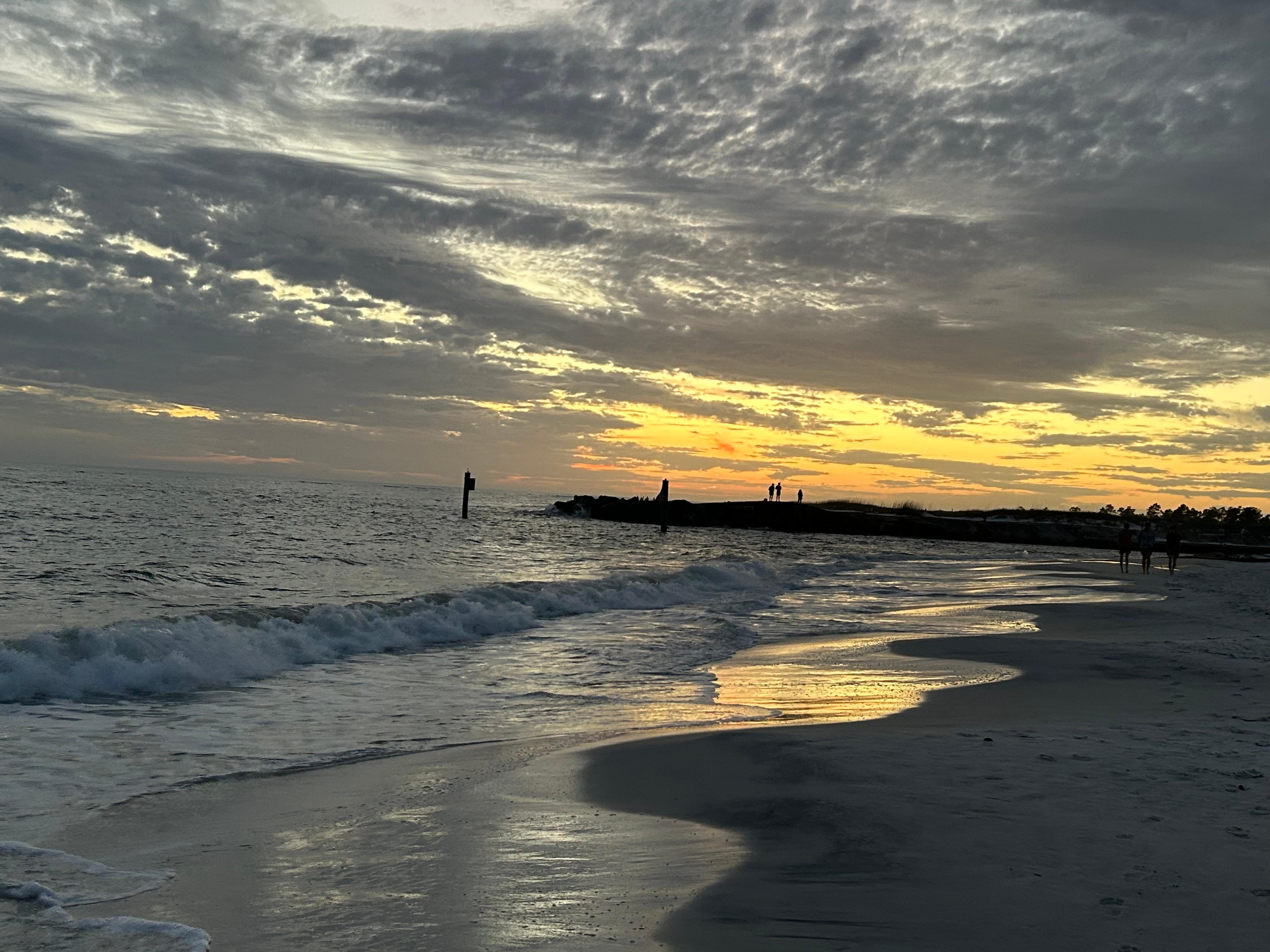On the beach, looking west towards the marina