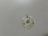 This was a spot on the bathroom wall- covered in mold and dirt.