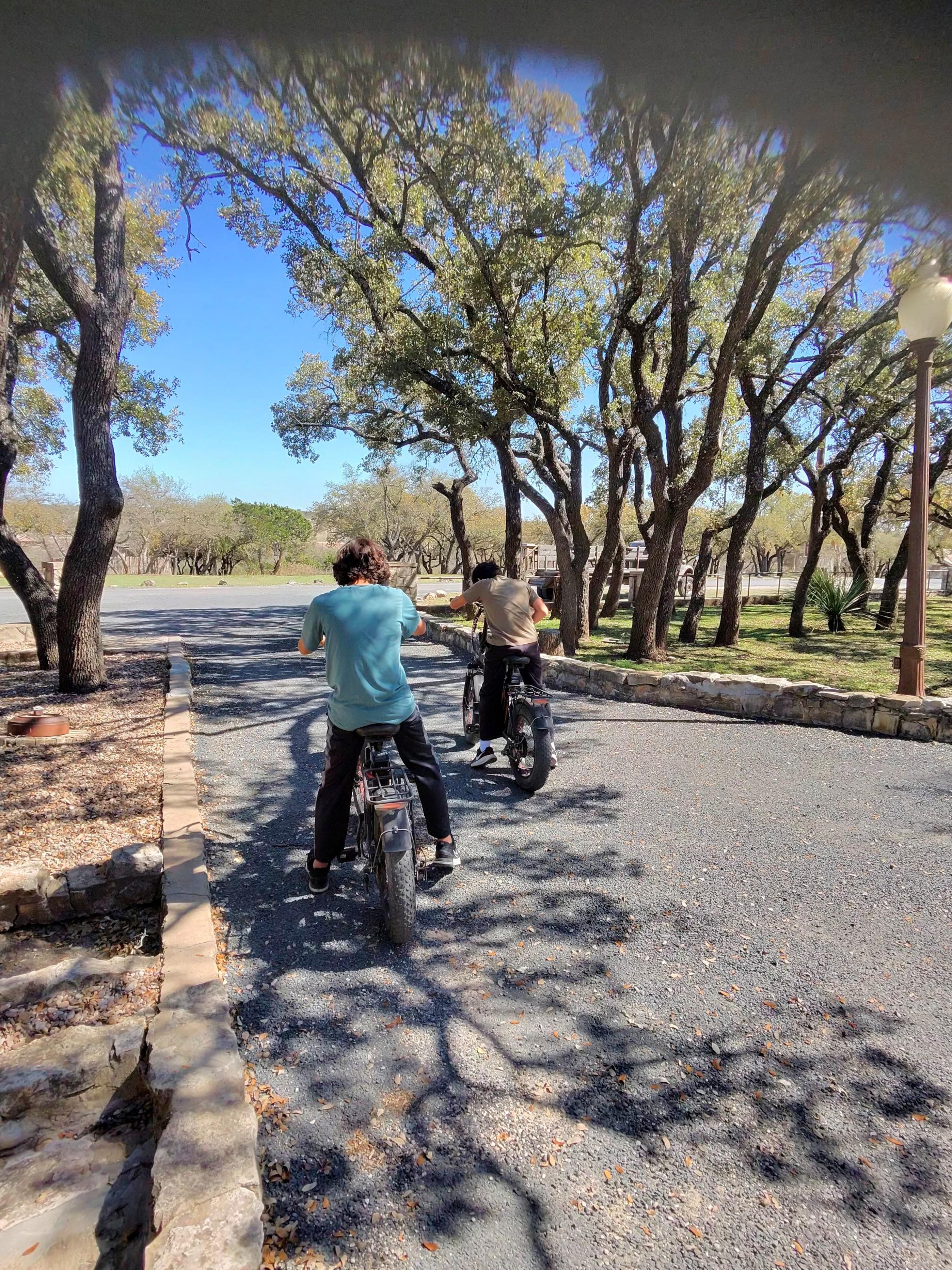 The kids having a blast exploring the ranch