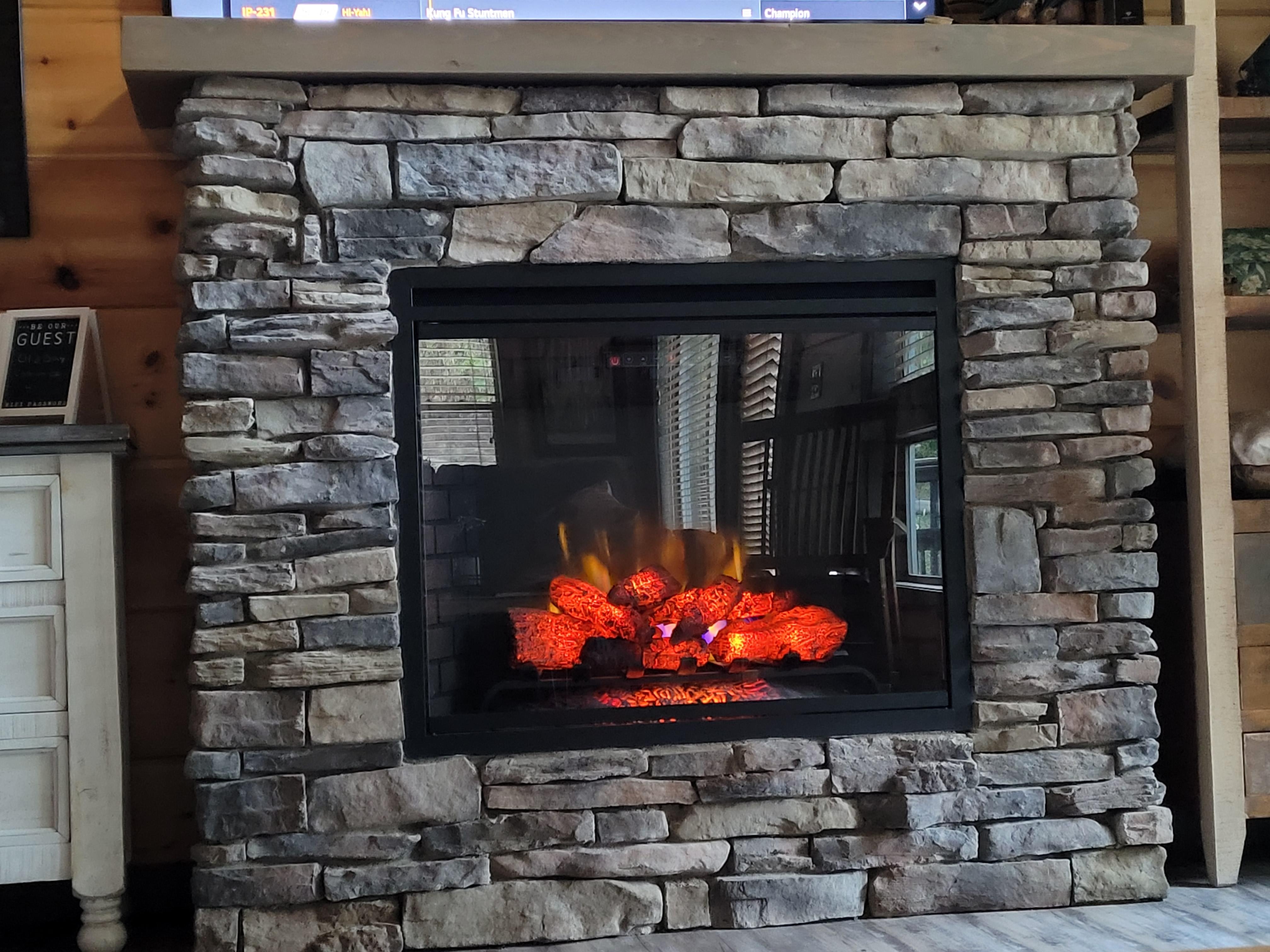 Relaxing by the fireplace