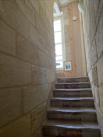 The stairs up to our room.