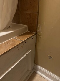 A handyman with caulking and paint could really improve the bathroom.