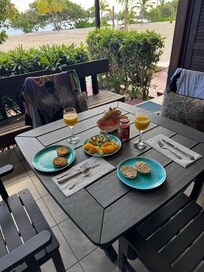 Breakfast on the back porch.