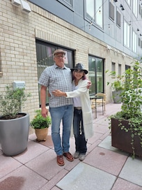 17th Wedding Anniversary - staff took a picture in central patio area.