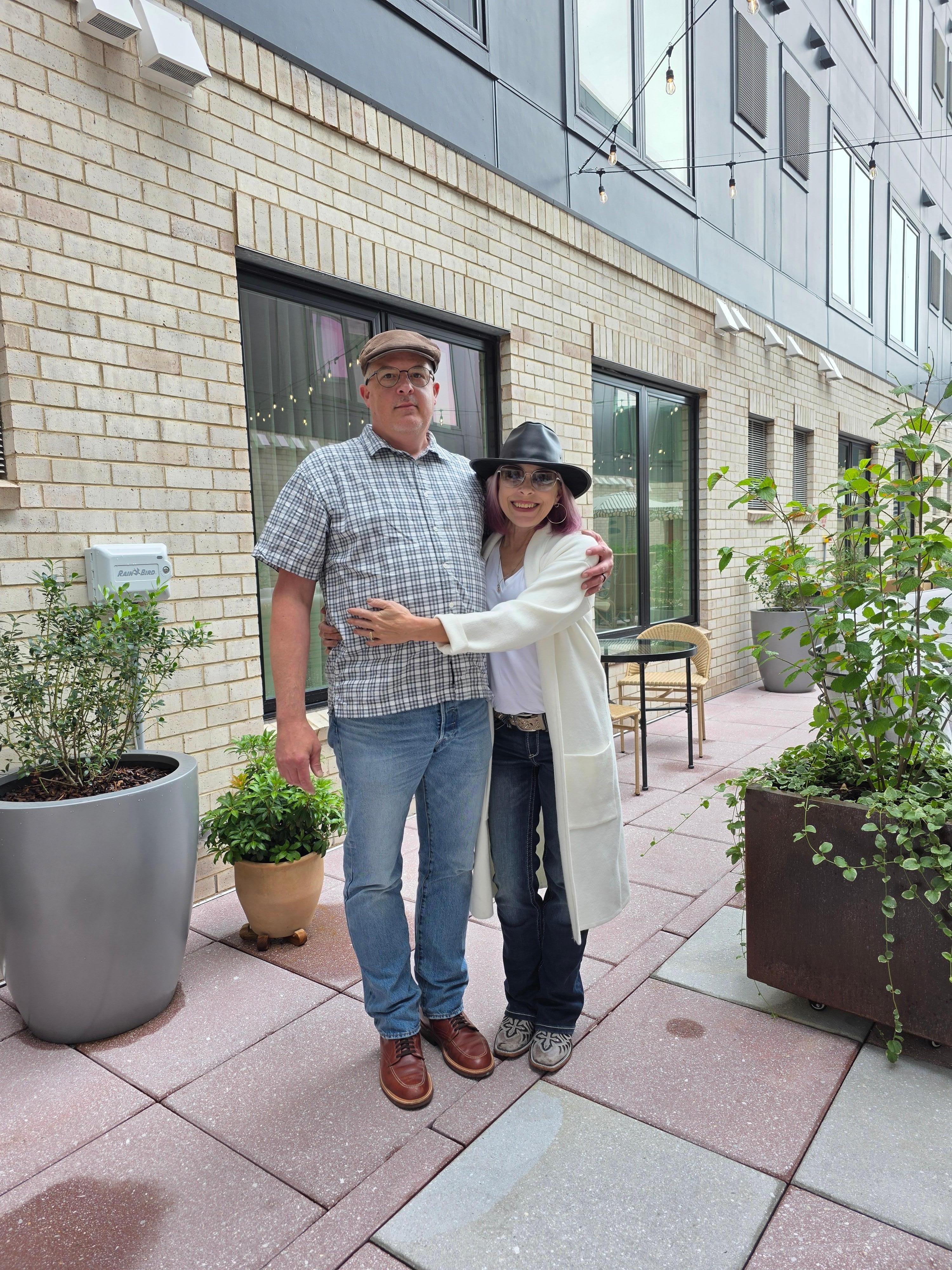17th Wedding Anniversary - staff took a picture in central patio area.  