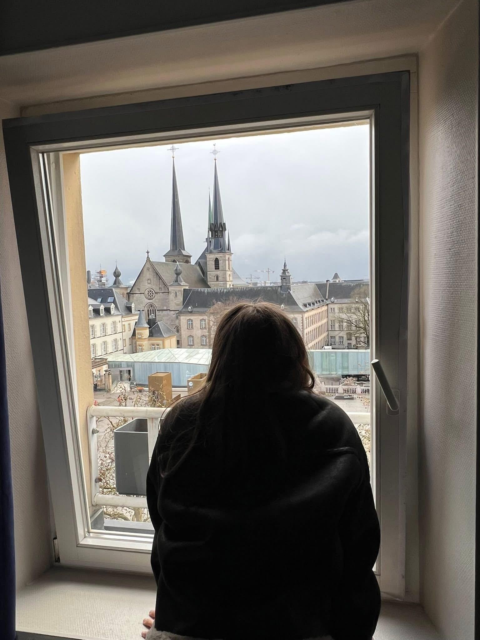 View of the plaza out our window