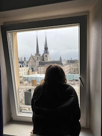 View of the plaza out our window