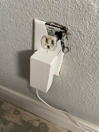 Extreme fire hazard exposed outlet