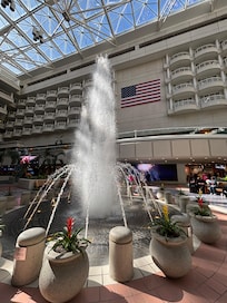 Downstairs on the 3 floor looking up at the rooms