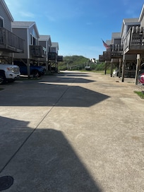 Drive way into the bungalows on both sides