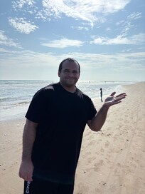 My son enjoying the beach in front of the hotel.