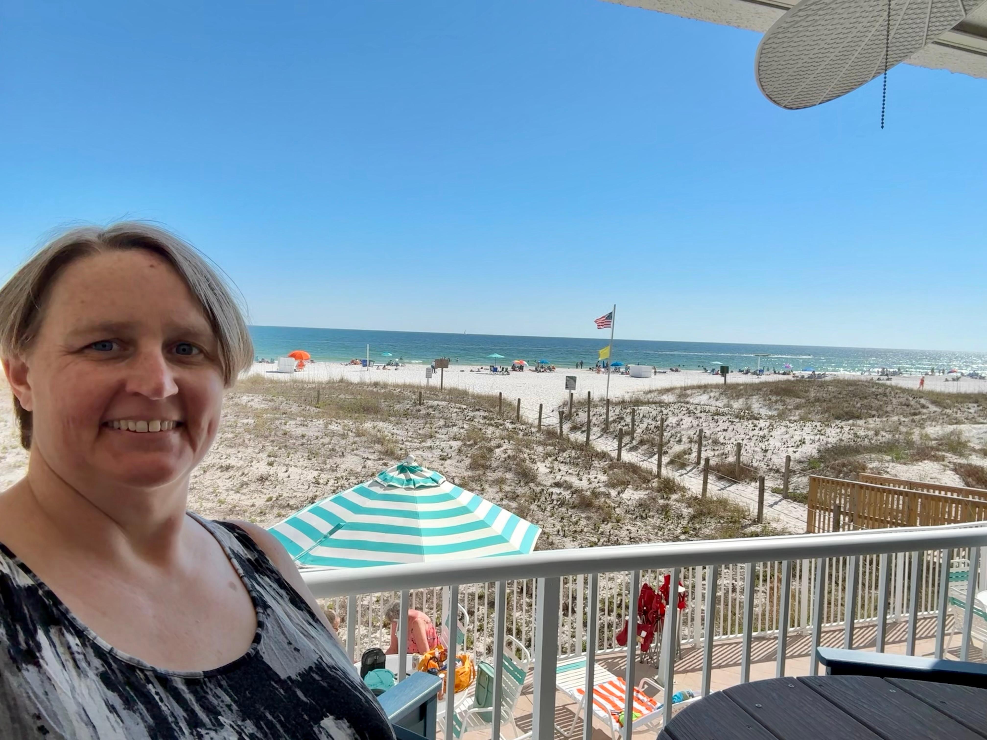 Standing on the balcony looking toward the beach