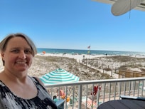 Standing on the balcony looking toward the beach