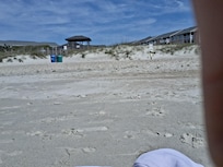 Looking back at the condos beach access