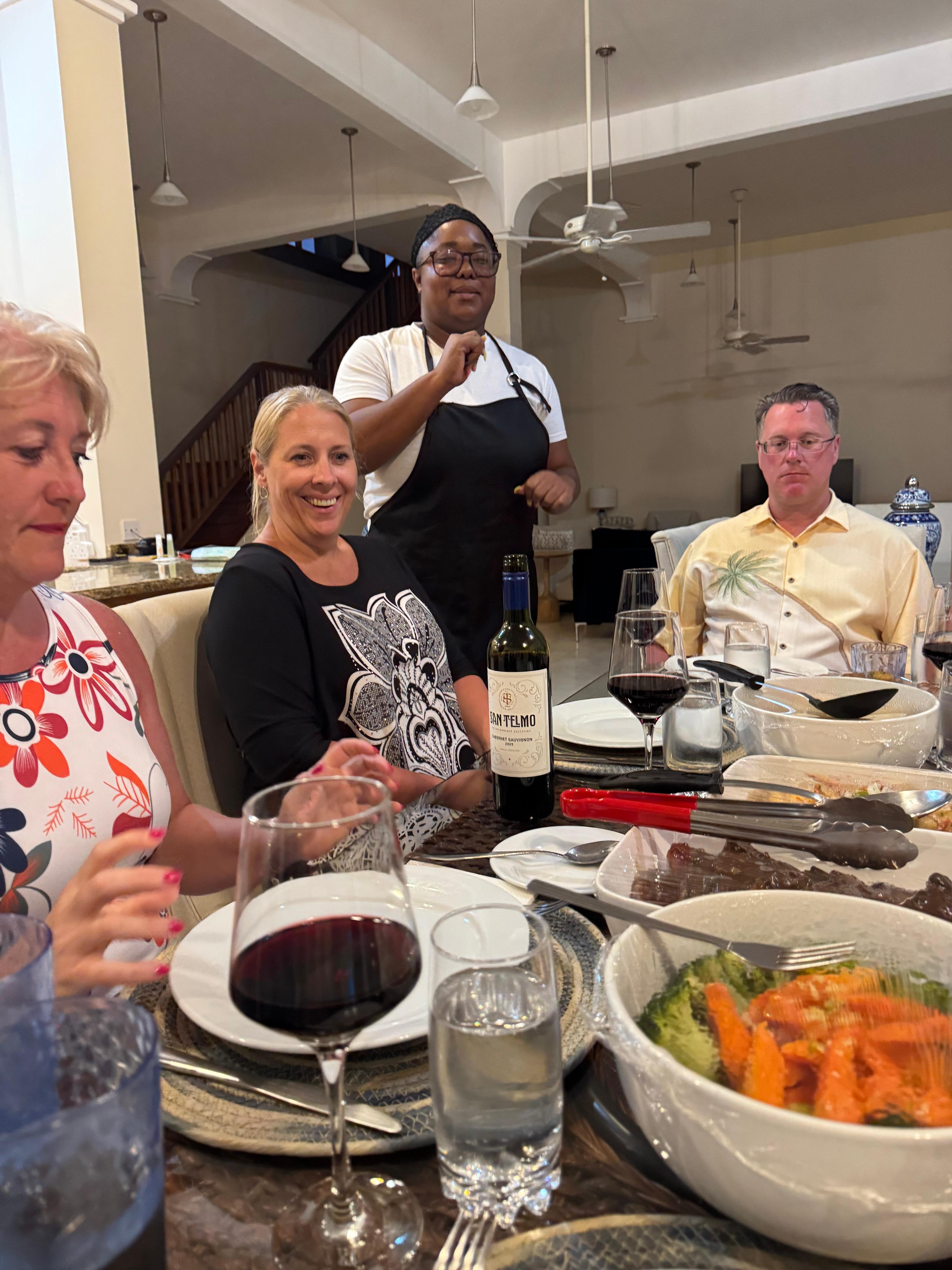 Dinner cooked for us at the villa. Delicious!