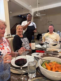 Dinner cooked for us at the villa. Delicious!