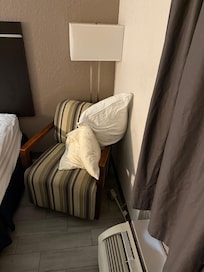 Pillows in the chairs/ not cleaned