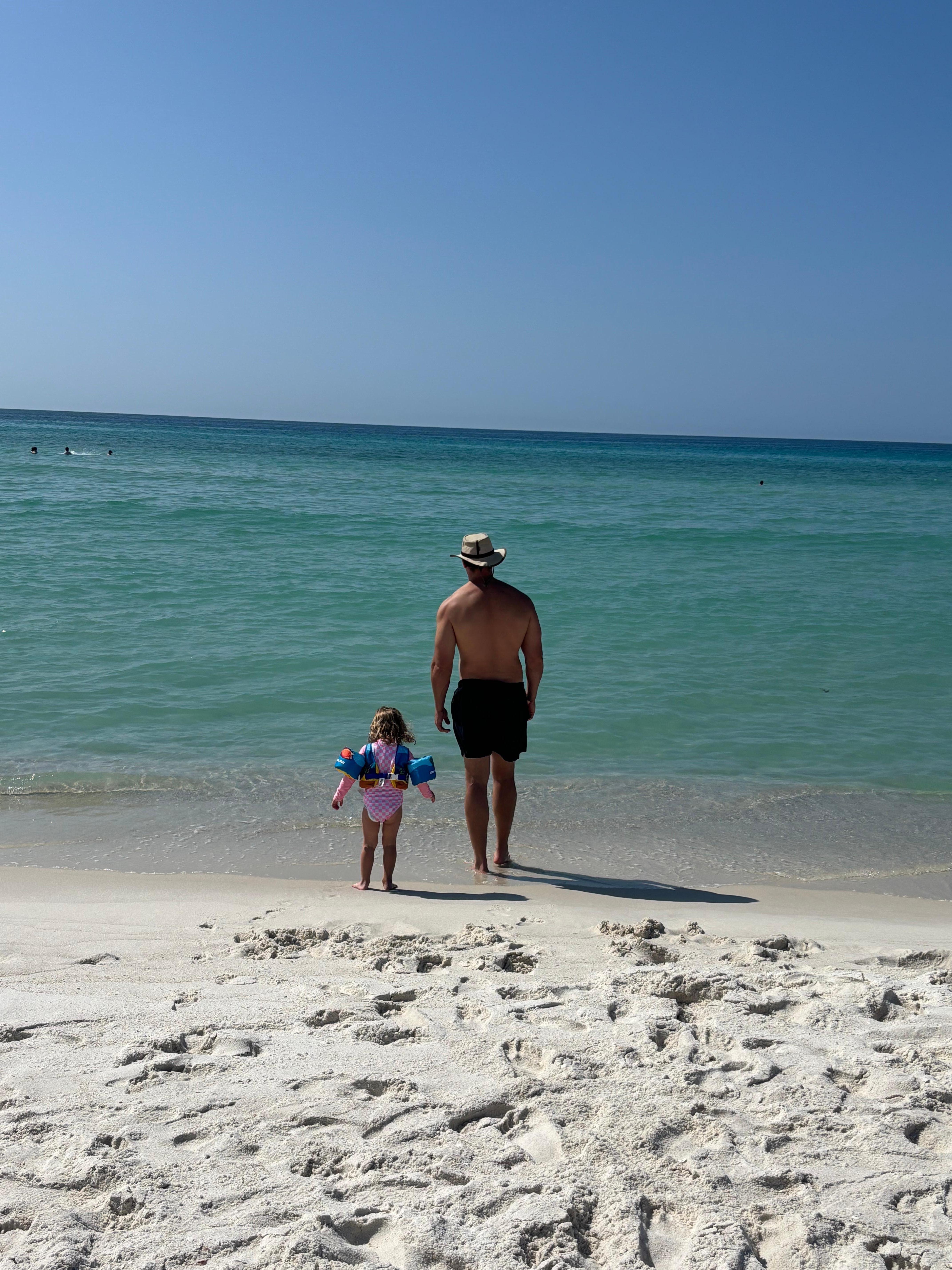 We walked across the street to play in the ocean! Less than a 5 minute walk with kids and all the beach toys