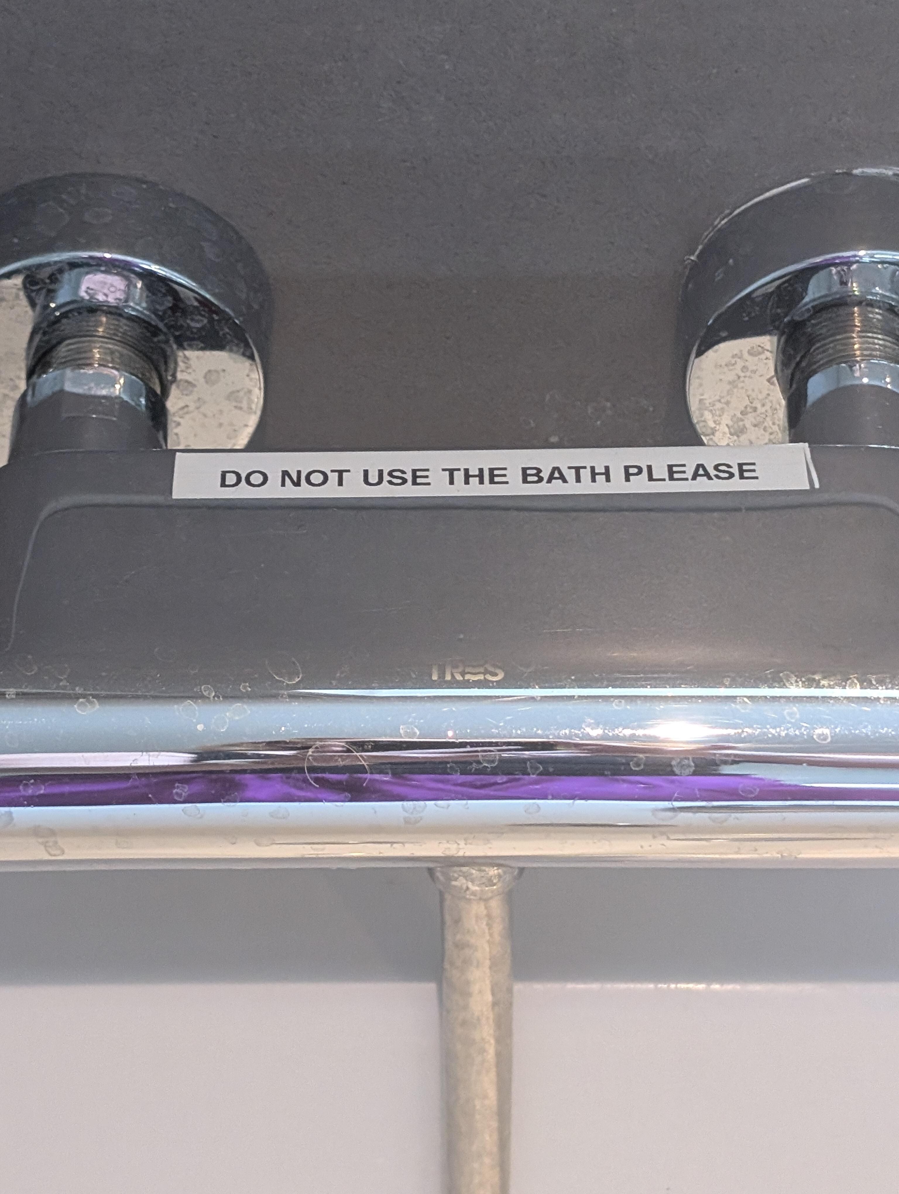 Labels on all bath products indicating the bath is not to be used. Direct conflict with the original listing that described the lovely Garden tub which is now no longer listed. 