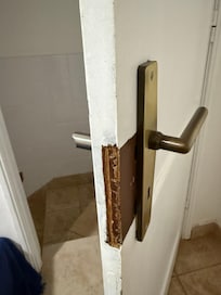 Broken doorknob of the main door - entering the house