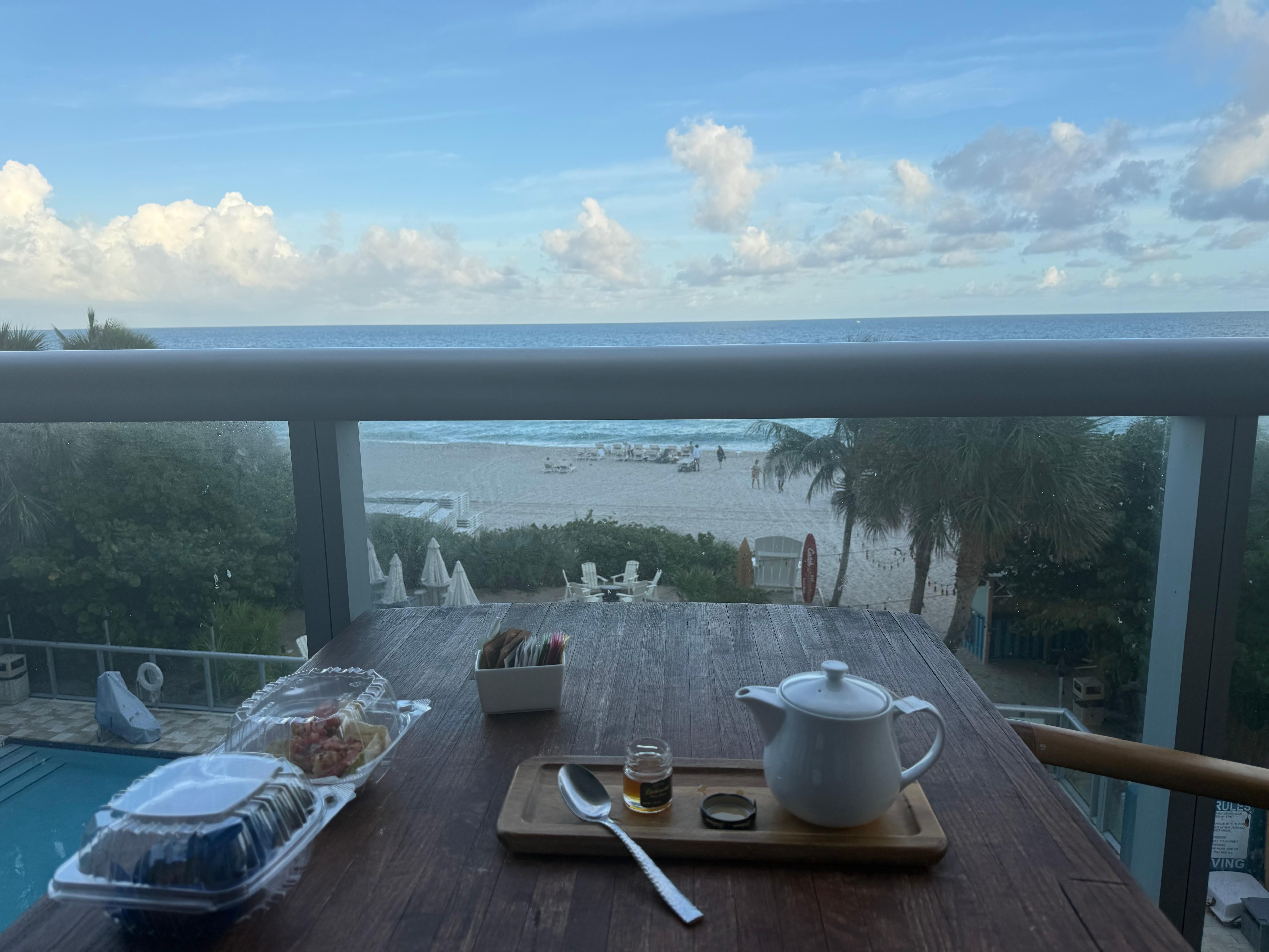 Restaurant at the hotel, very nice balcony to sit out. 
