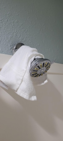 Rag left in shower. Shower not clean