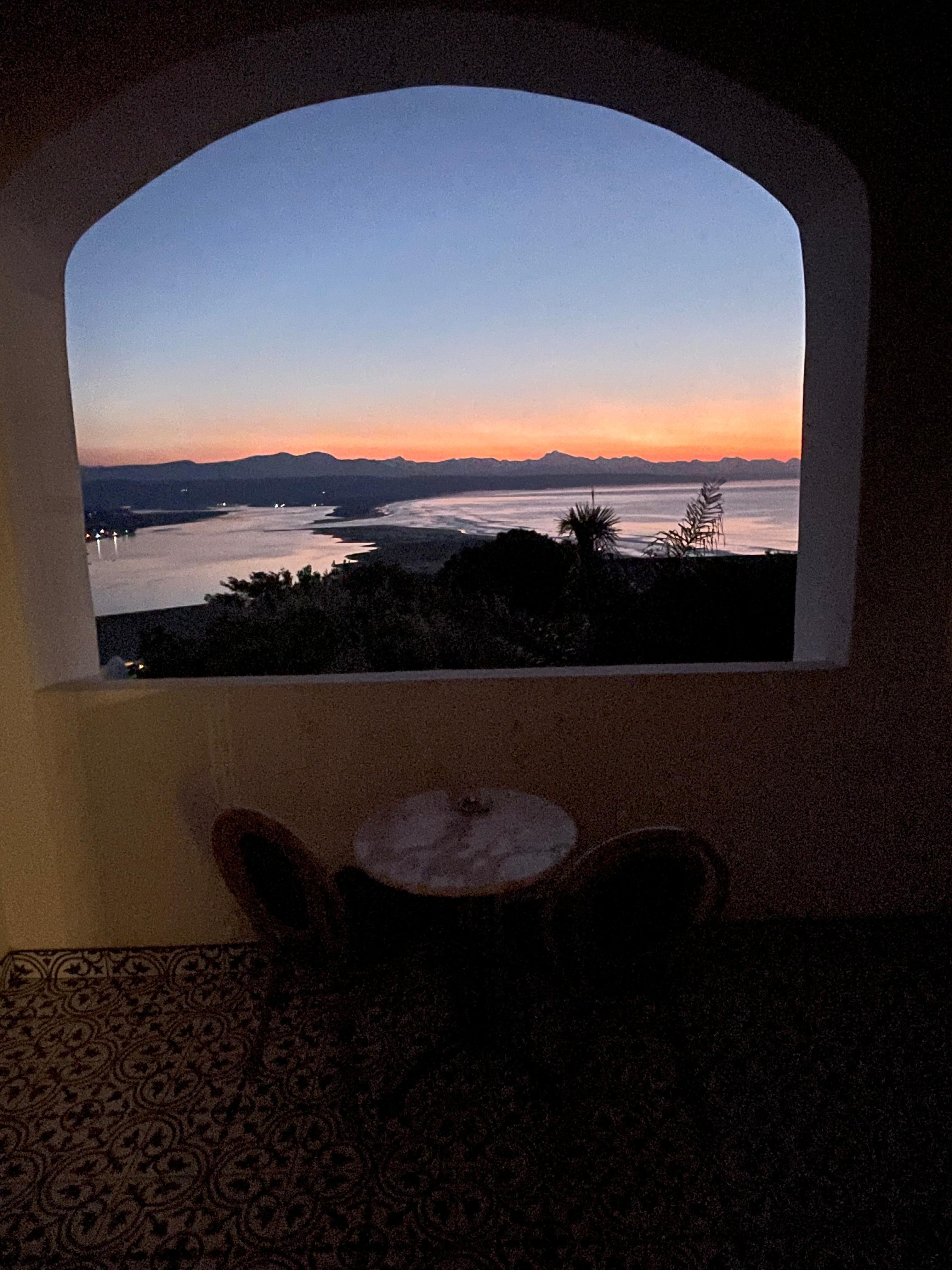 View from the balcony at sunset