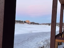 View of river off garden patio.