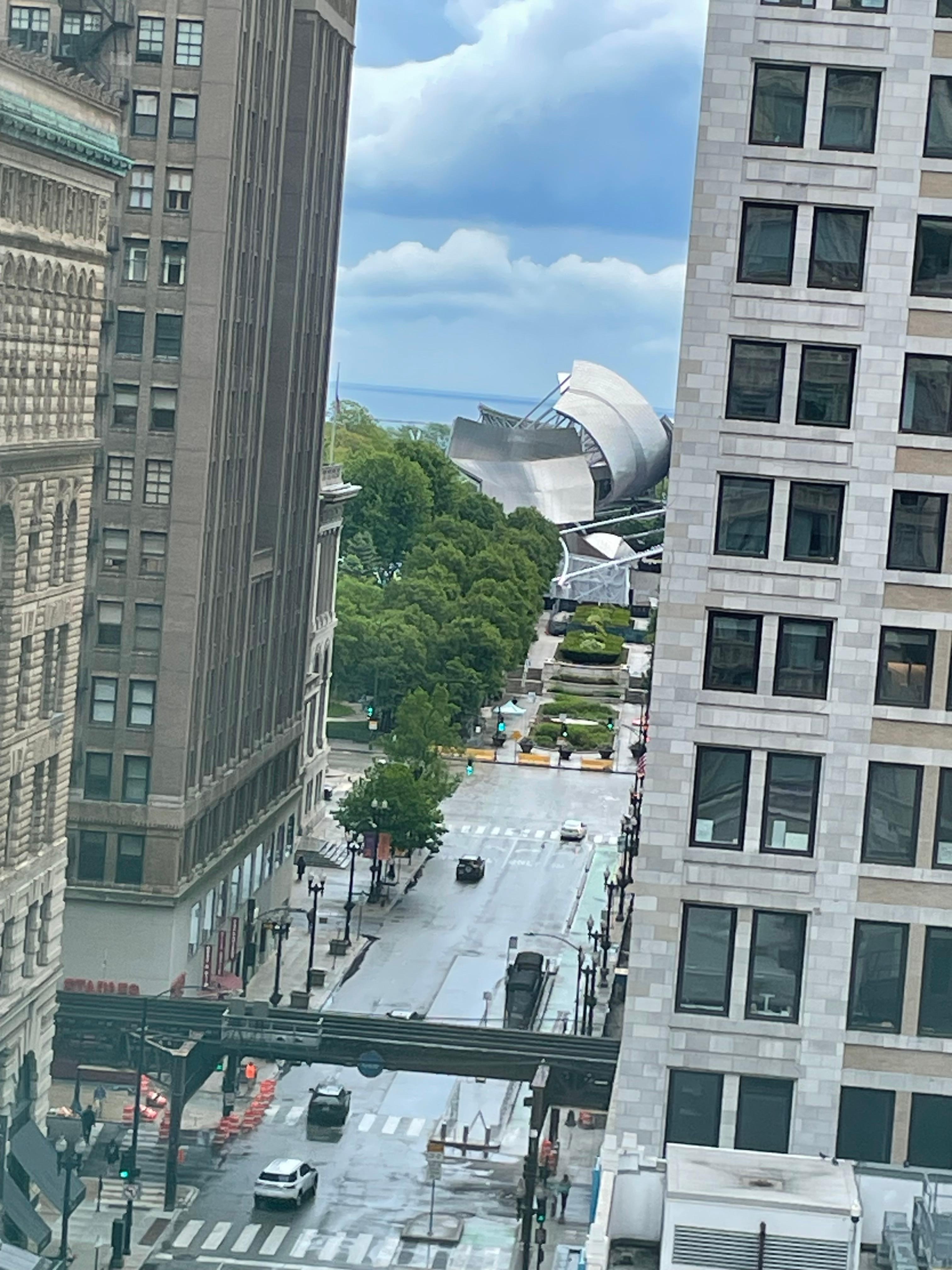 View of Lake Michigan in the distance 