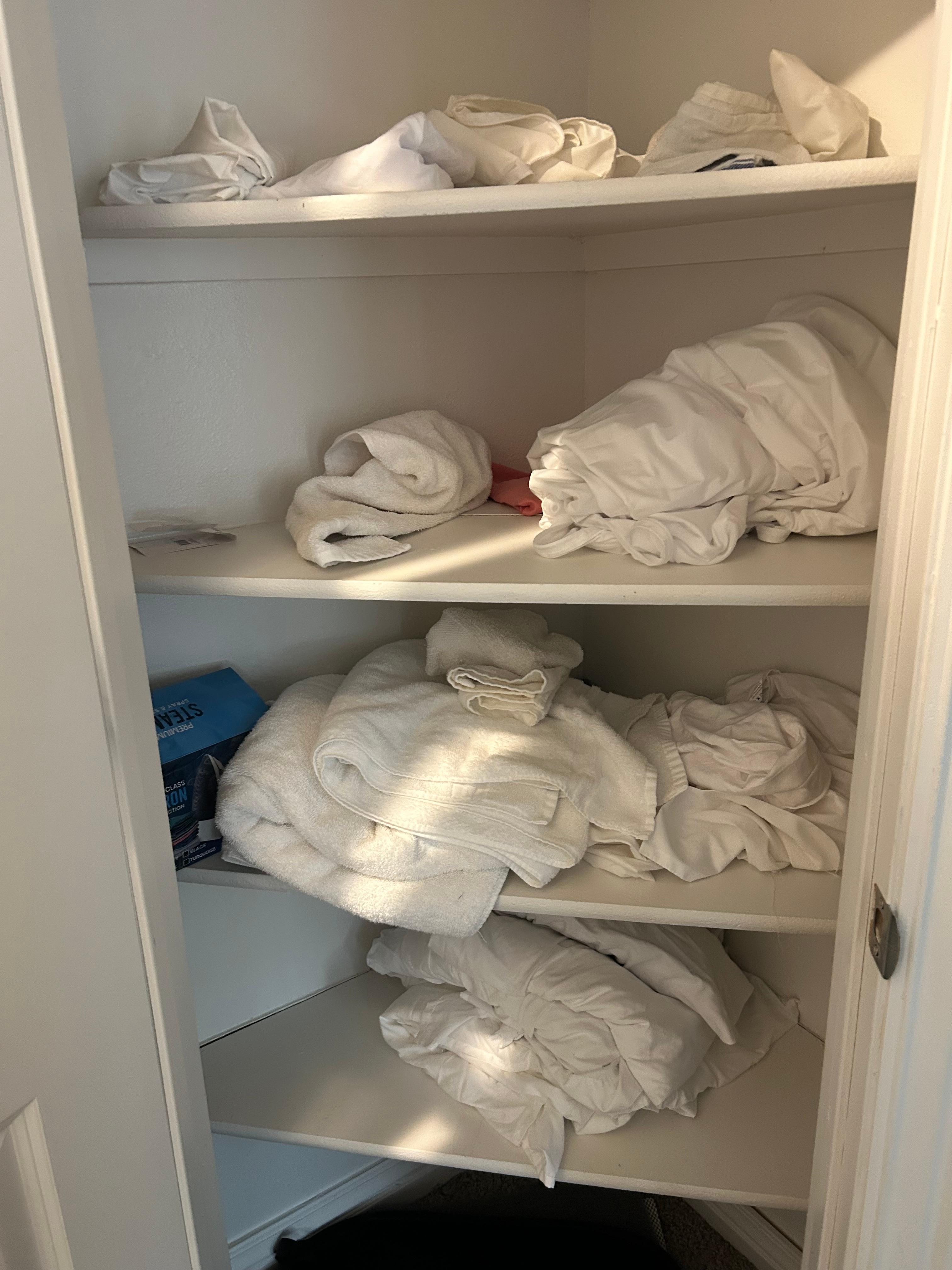 Messy linen closet
