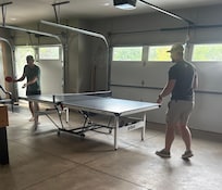 Garage fun in the evening ping pong & foosball table a available