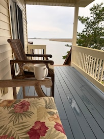 Coffee on the deck.