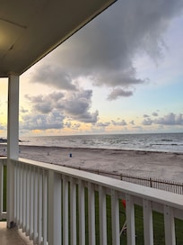 A view from the first floor balcony