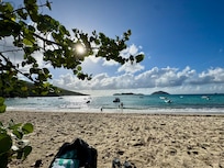 Beach outside resort gate