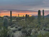 West facing view at sunset.