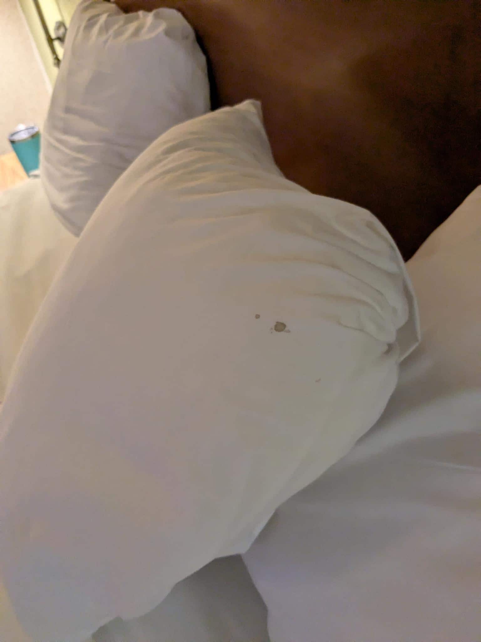 Pillow case with brown spots
