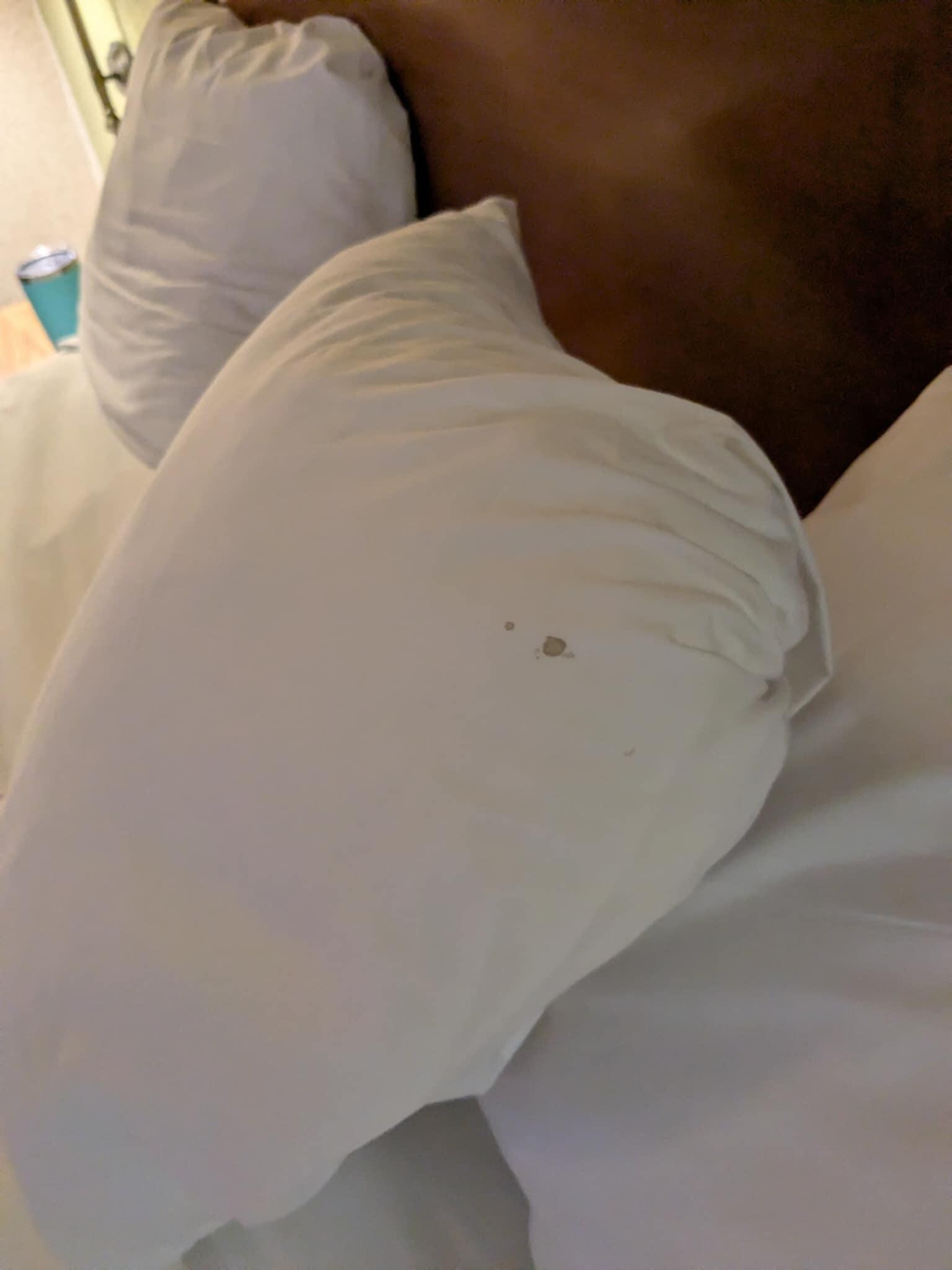 Pillow case with brown spots