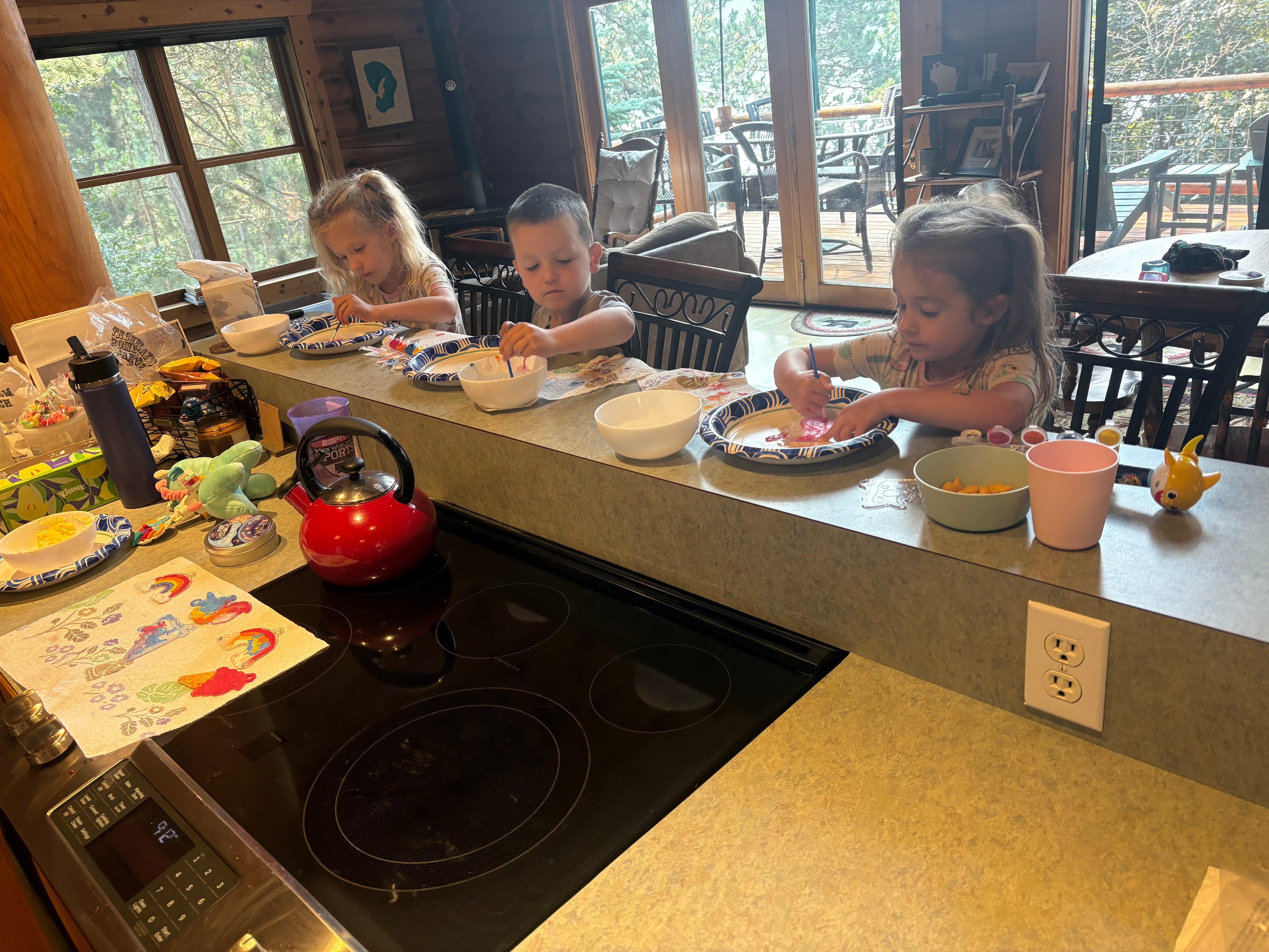 The littles loved eating at the counter - with viewing of the TV :-) 