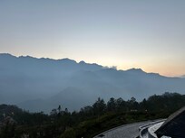 View of the infinity pool and mountains