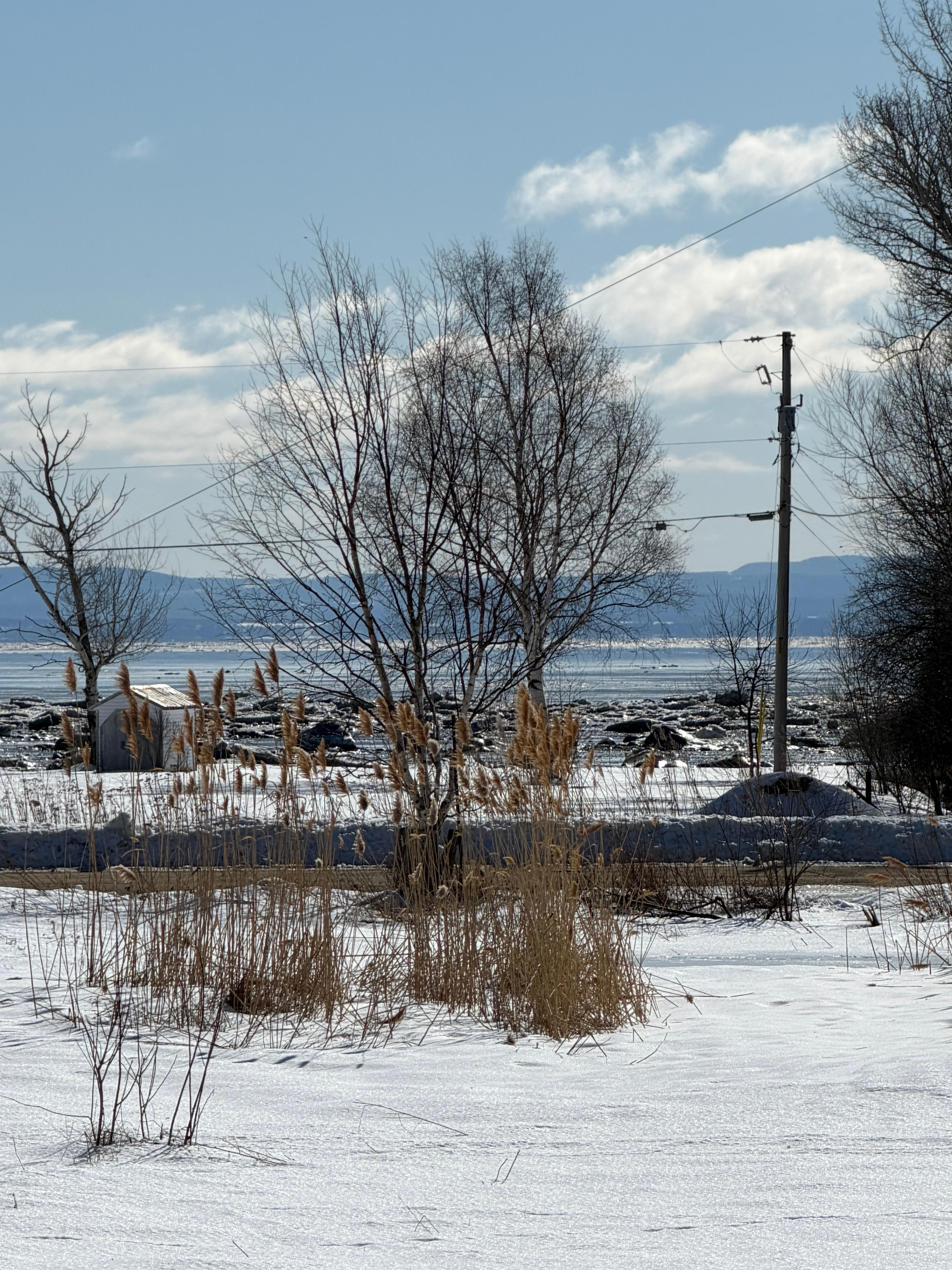 Nice view of St Lawrence and ski hill from deck. 