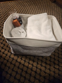 Their way of giving us privacy during our two night stay. This was left outside our door. Unique way to deliver fresh towels etc.