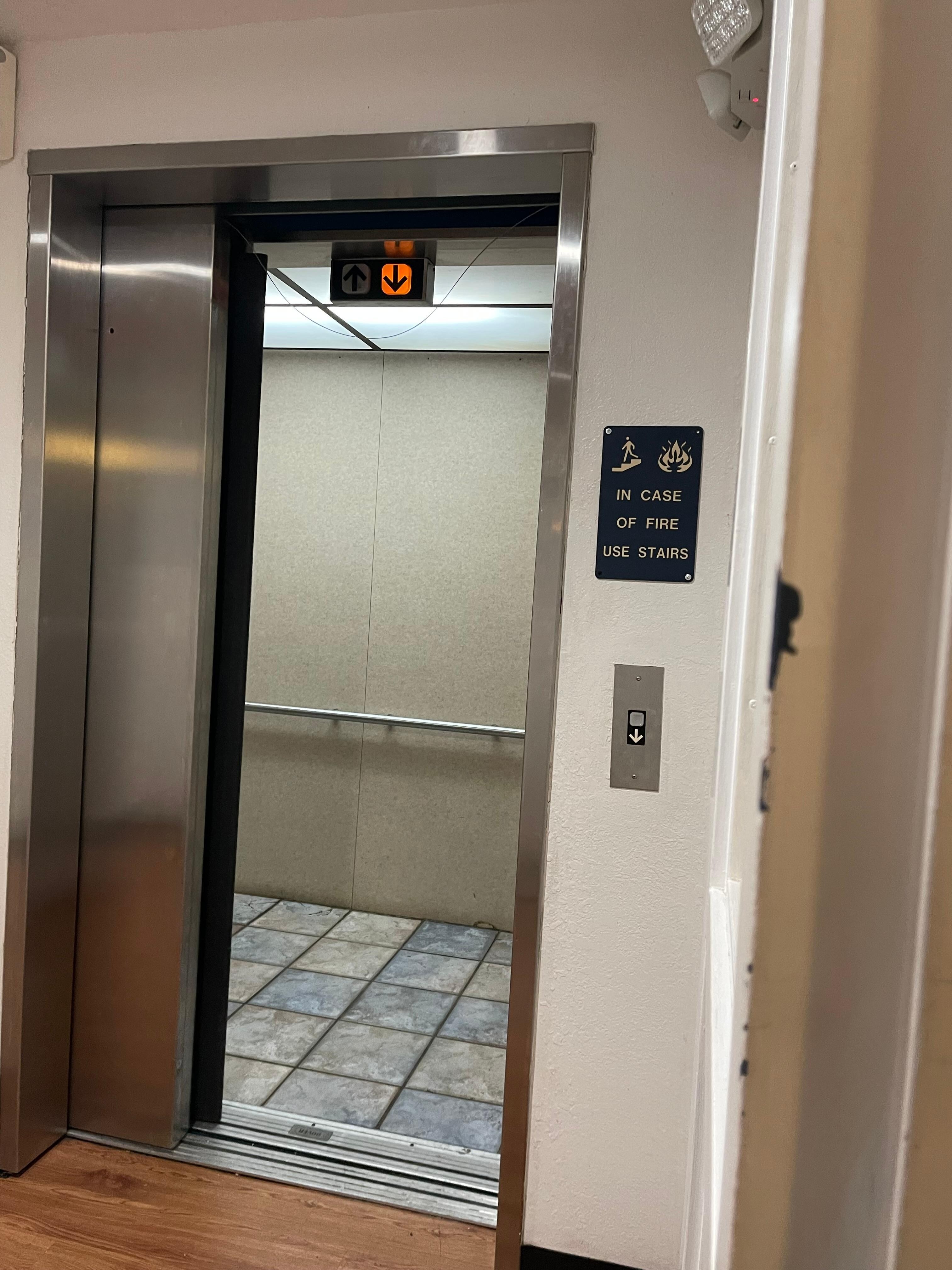 Elevator opened and had wires hanging