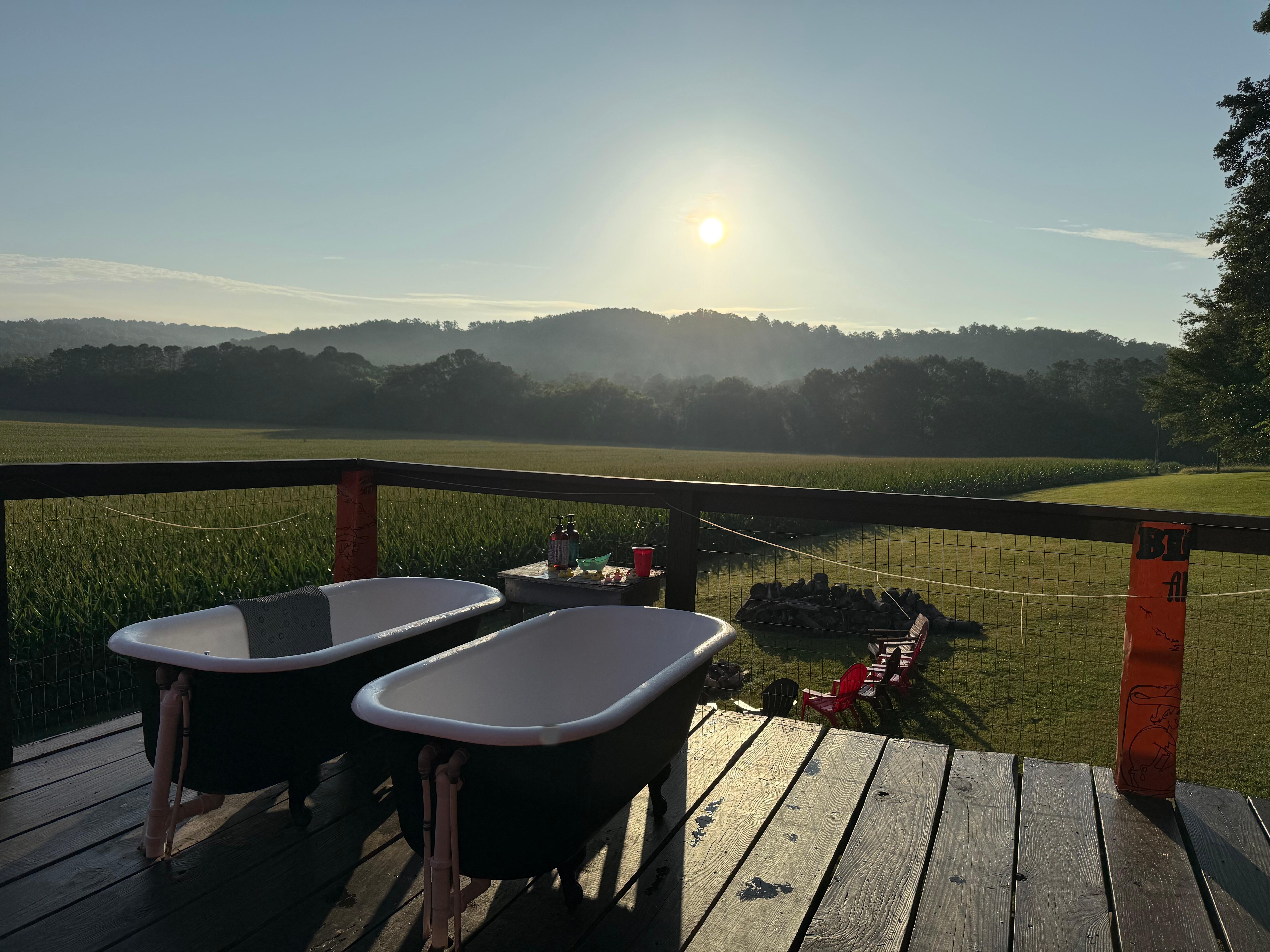 Relaxing on the deck watching the sunrise. 