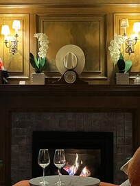 My husband had to add his cowboy charm to the gorgeous fireplace ❤️